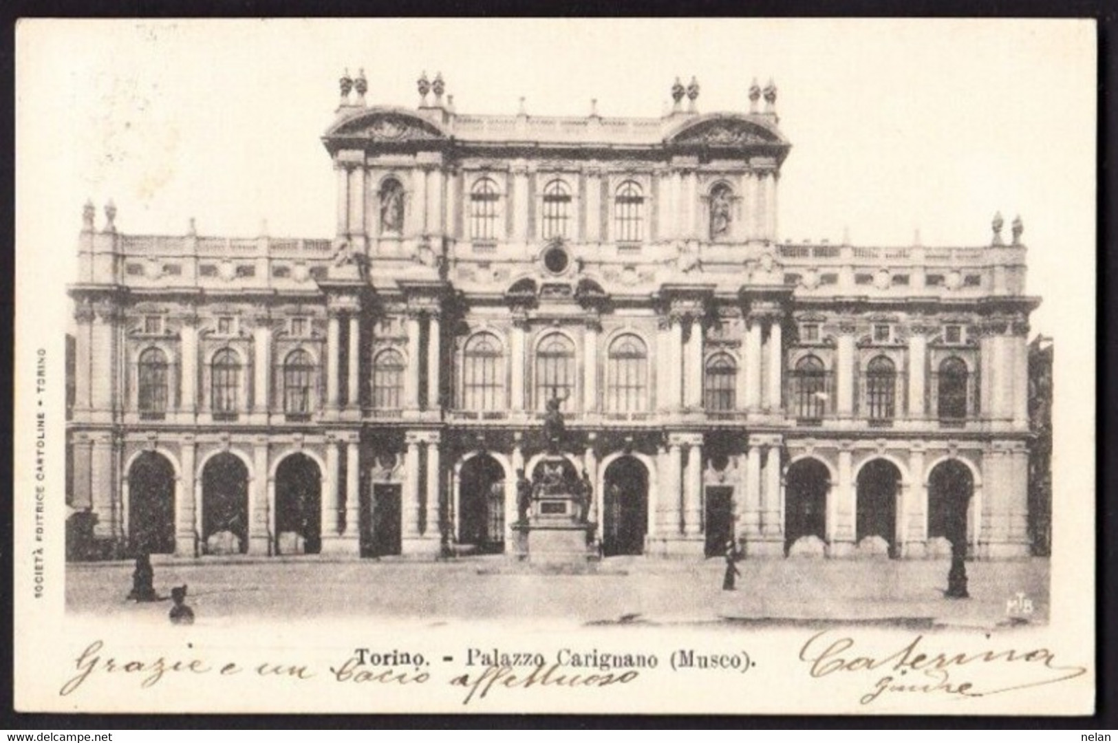 TORINO - PALAZZO CARIGNANO -  VIAGGIATA 1901 - F. P. - STORIA POSTALE - Palazzo Carignano