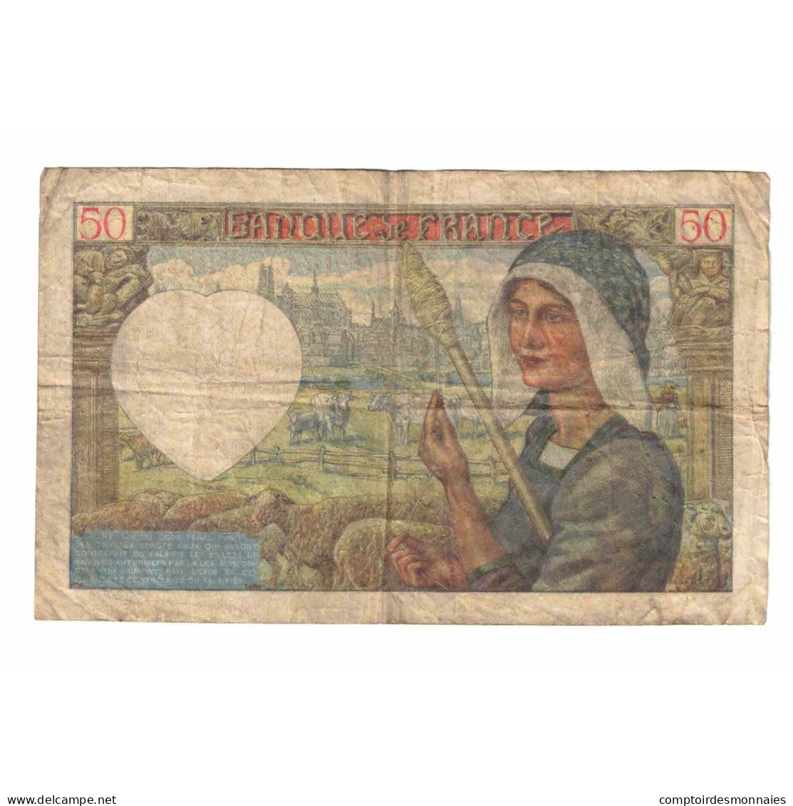 France, 50 Francs, Jacques Coeur, 1940, L.22, TB, Fayette:19.3, KM:93 - 50 F 1940-1942 ''Jacques Coeur''