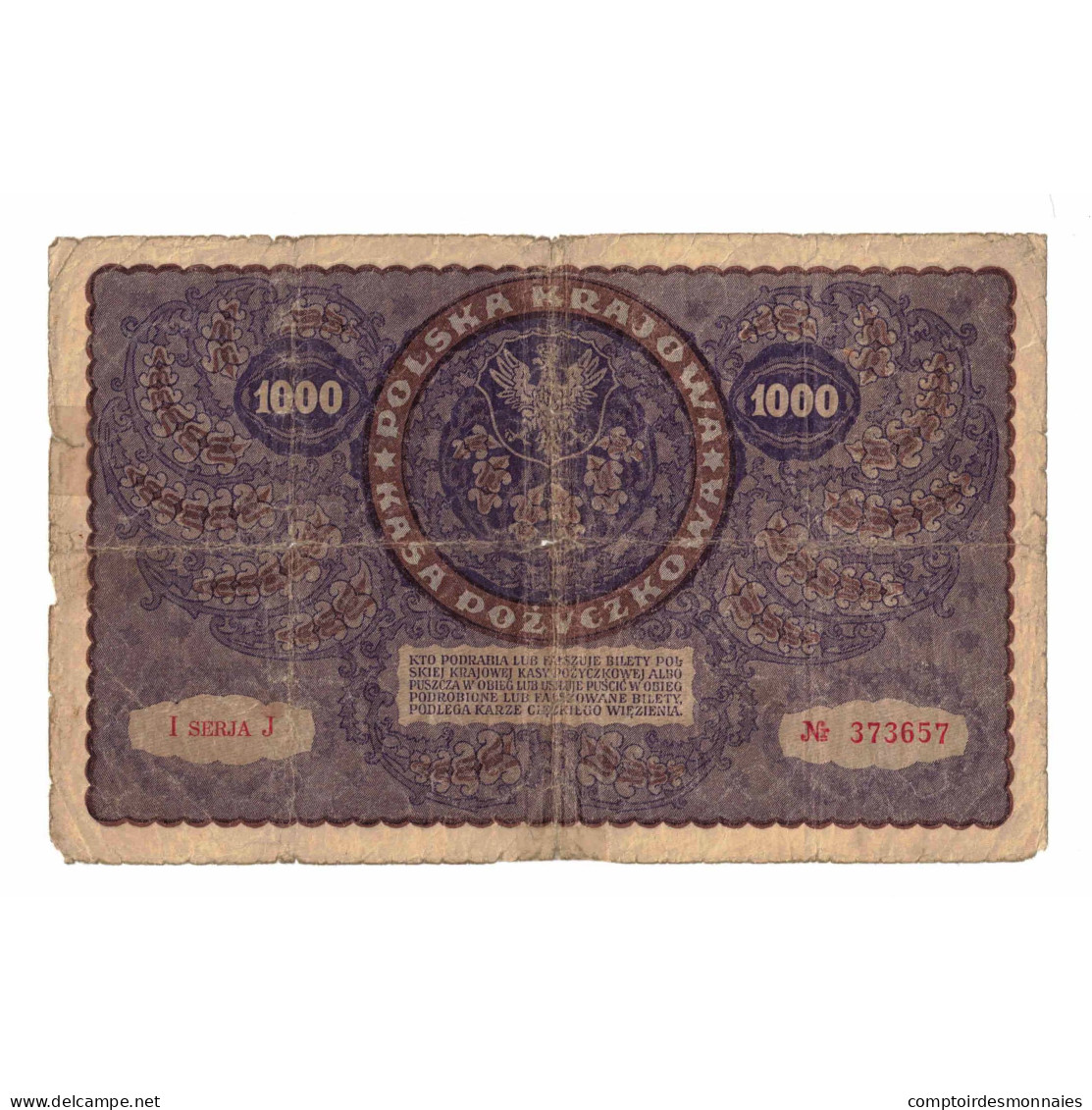 Billet, Pologne, 1000 Marek, 1919, 1919-08-23, KM:29, B - Pologne