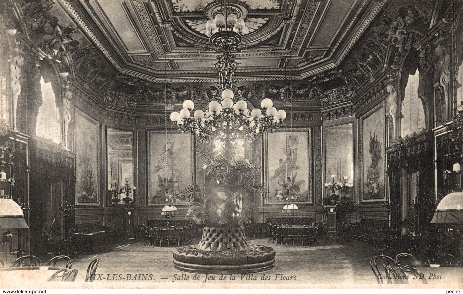 N°100102 -cpa Aix Les Bains -salle De Jeux De La Villa Des Fleurs- - Casino