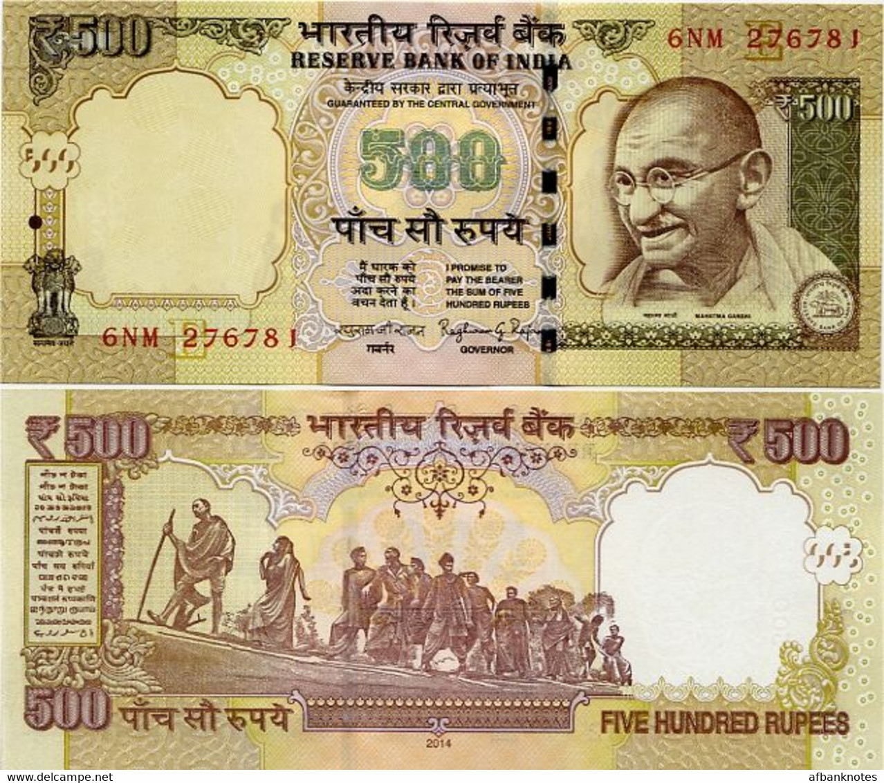 INDIA      500 Rupees      P-106L       2014       UNC  [ Sign. Rajan - Letter E ] - Inde