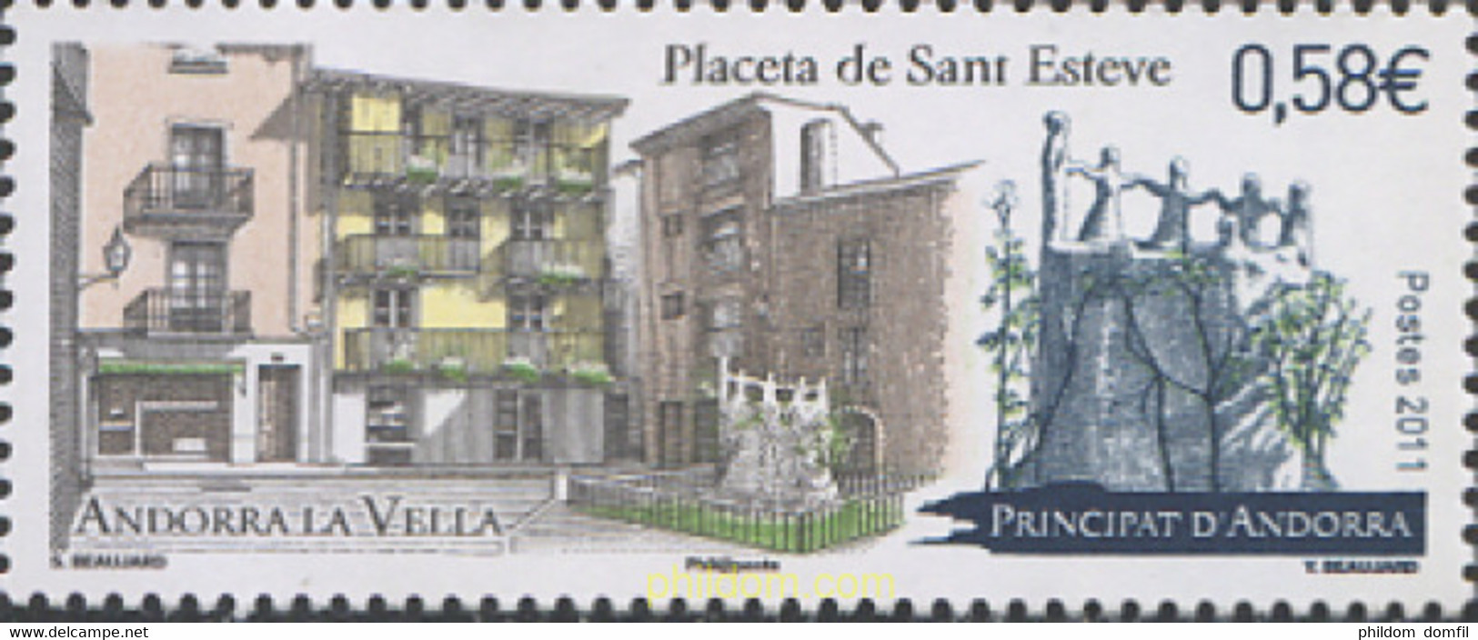 275325 MNH ANDORRA. Admón Francesa 2011 PLAZA DE SANT ESTEVE - Collections