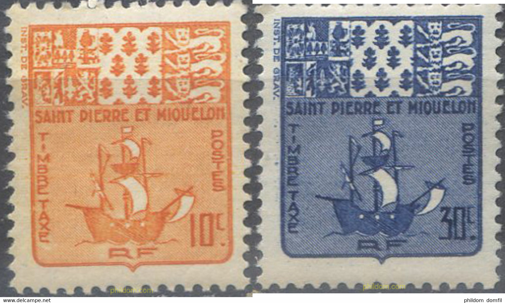 659485 MNH SAN PEDRO Y MIQUELON 1947 ESCUDO DE ARMAS - Used Stamps