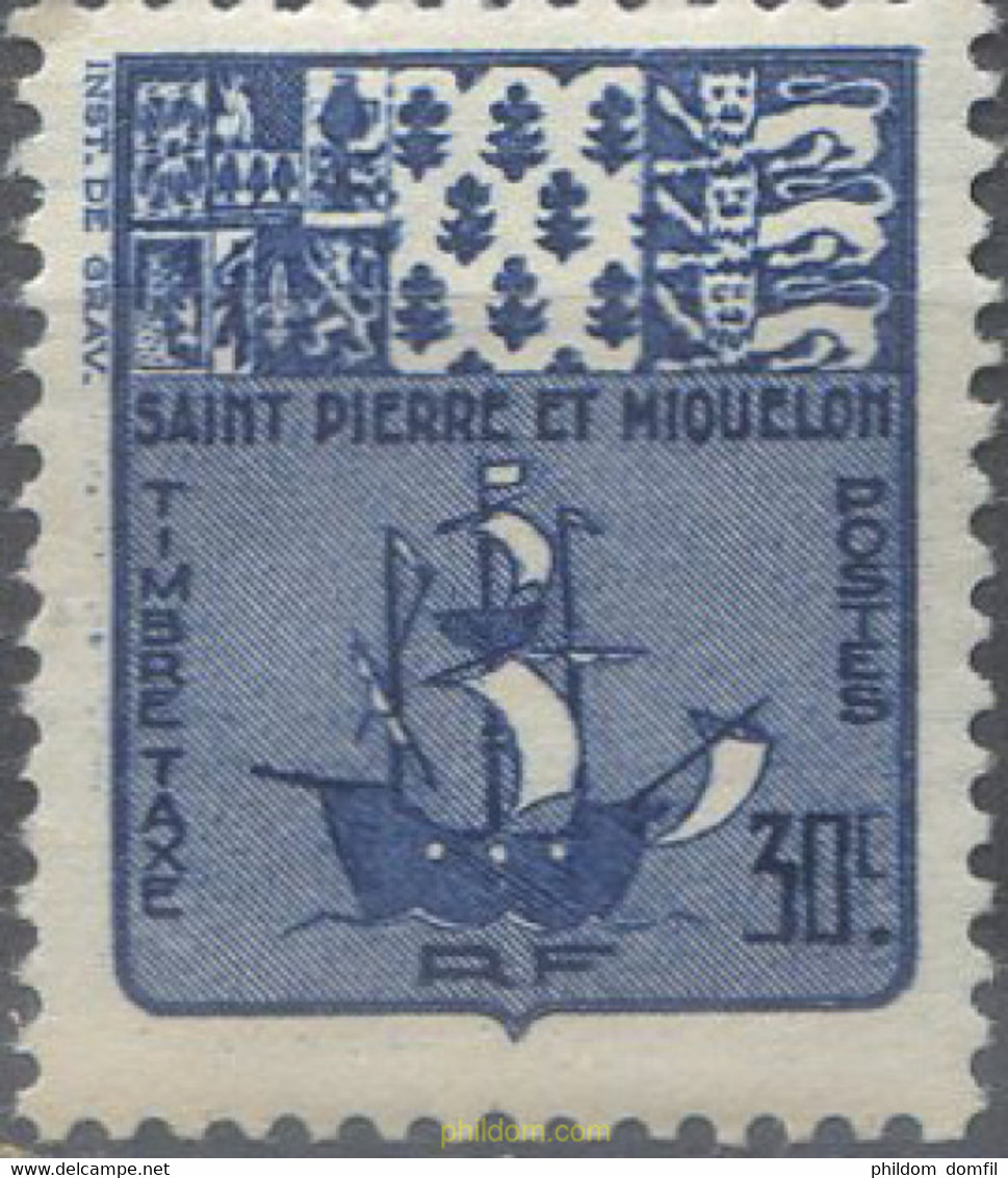 659486 MNH SAN PEDRO Y MIQUELON 1947 ESCUDO DE ARMAS - Gebraucht