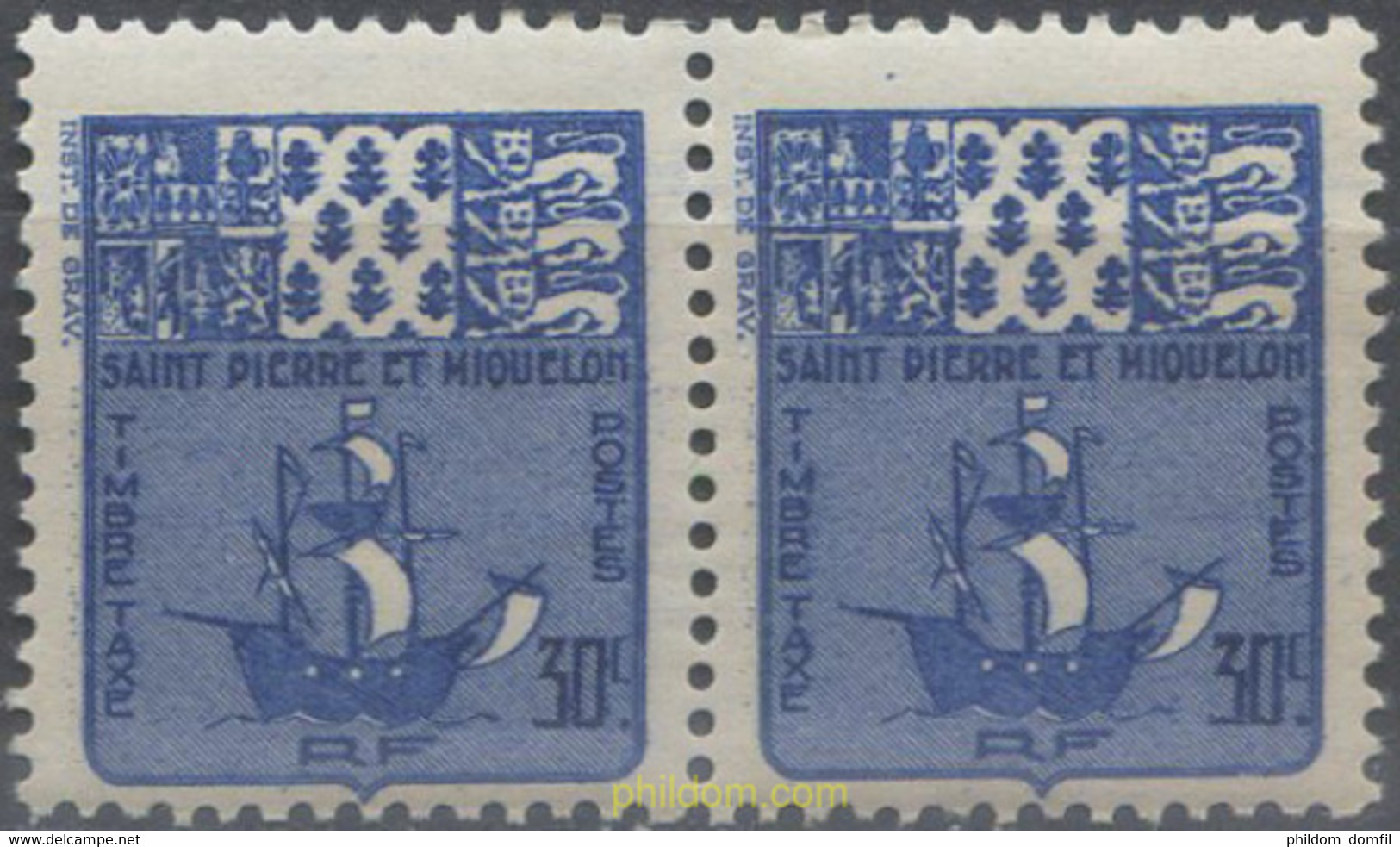 659487 MNH SAN PEDRO Y MIQUELON 1947 ESCUDO DE ARMAS - Used Stamps