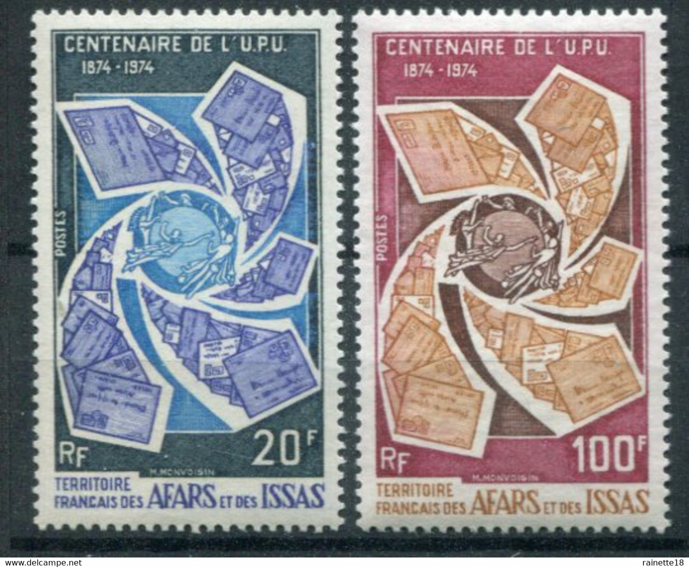 Afars Et Issas             388/389 **    Centenaire De L'U.P.U - Ungebraucht