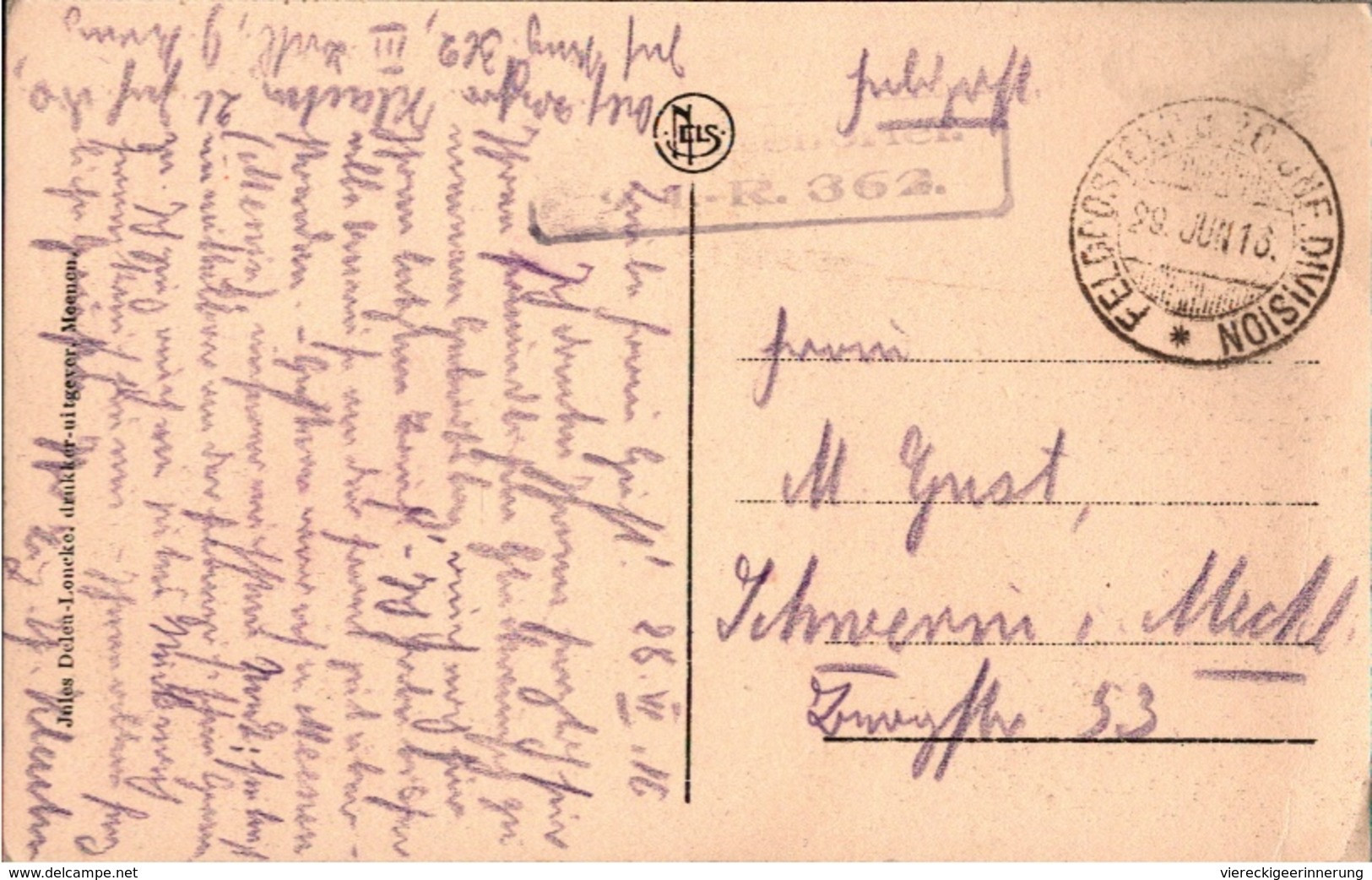 ! Cpa Edit. Nels, Meenen, Menin, Menen, Kirche, Westflandern, 1916, Feldpostkarte Nach Schwerin - Menen