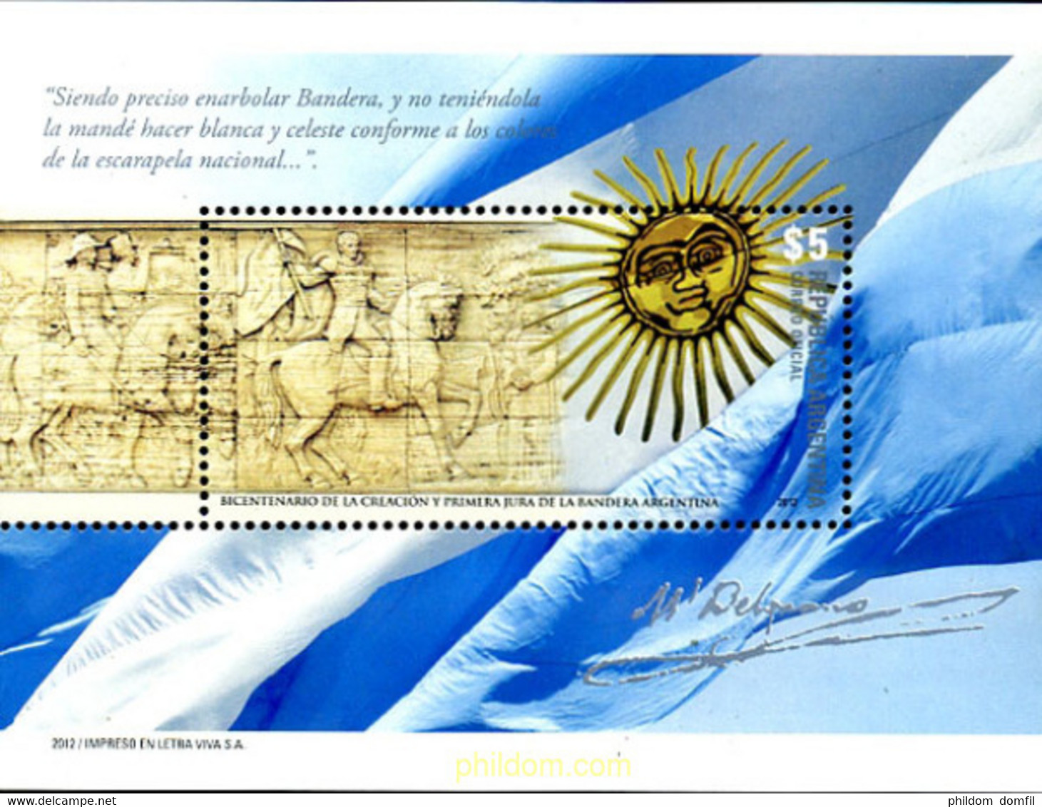 355975 MNH ARGENTINA 2012 BANDERA - Usati