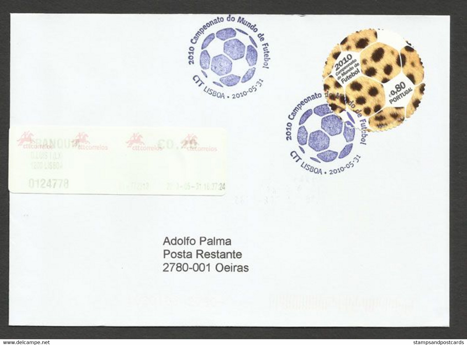 Portugal Mondial Football Afrique Du Sud 2010 Timbre Ronde FDC Voyagé Soccer World Cup South Africa Round Used FDC - 2010 – South Africa