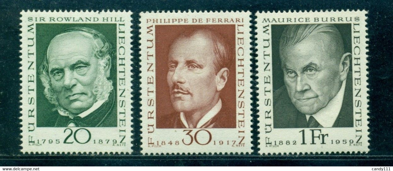 Liechtenstein 1968 Philately Pioneers,Rowland Hill,Ferrary,Burrus,Mi.503,MNH - Rowland Hill