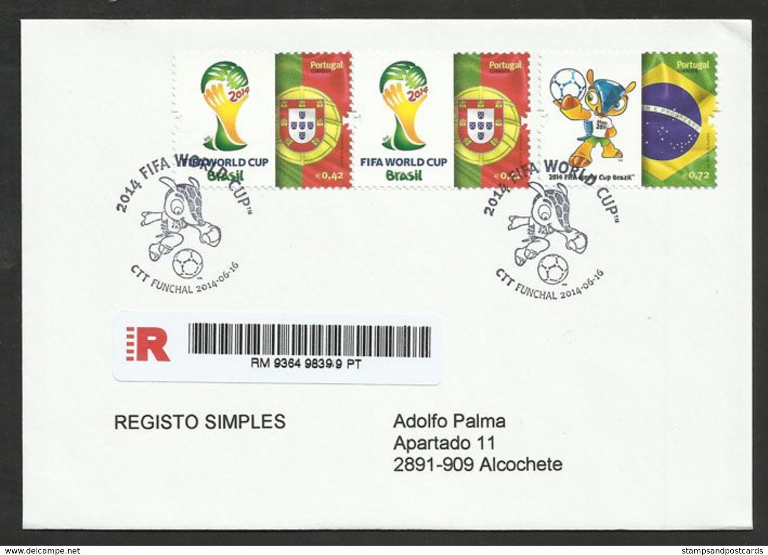 Portugal Mondial Football Brèsil Brasil Drapeau 2014 FDC Madère Recommandée Soccer FIFA World Cup Brazil R FDC Madeira - 2014 – Brazil