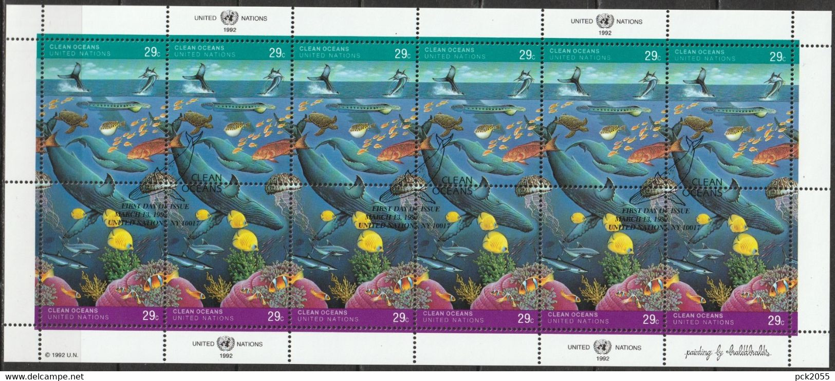 UNO New York 1992 MiNr.627 - 628 Kleinbogen O Gestempelt Saubere Meere ( Dg 289 ) - Gebraucht