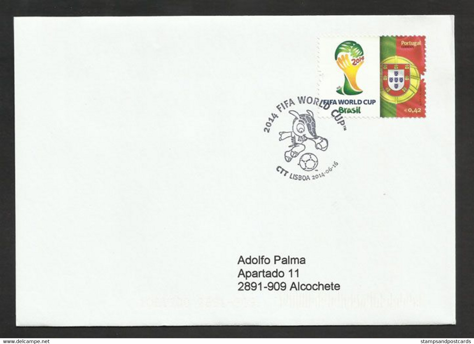 Portugal Mondial Football Brèsil Brasil Drapeau 2014 FDC Voyagé Soccer FIFA World Cup Brazil Flag FDC - 2014 – Brazilië