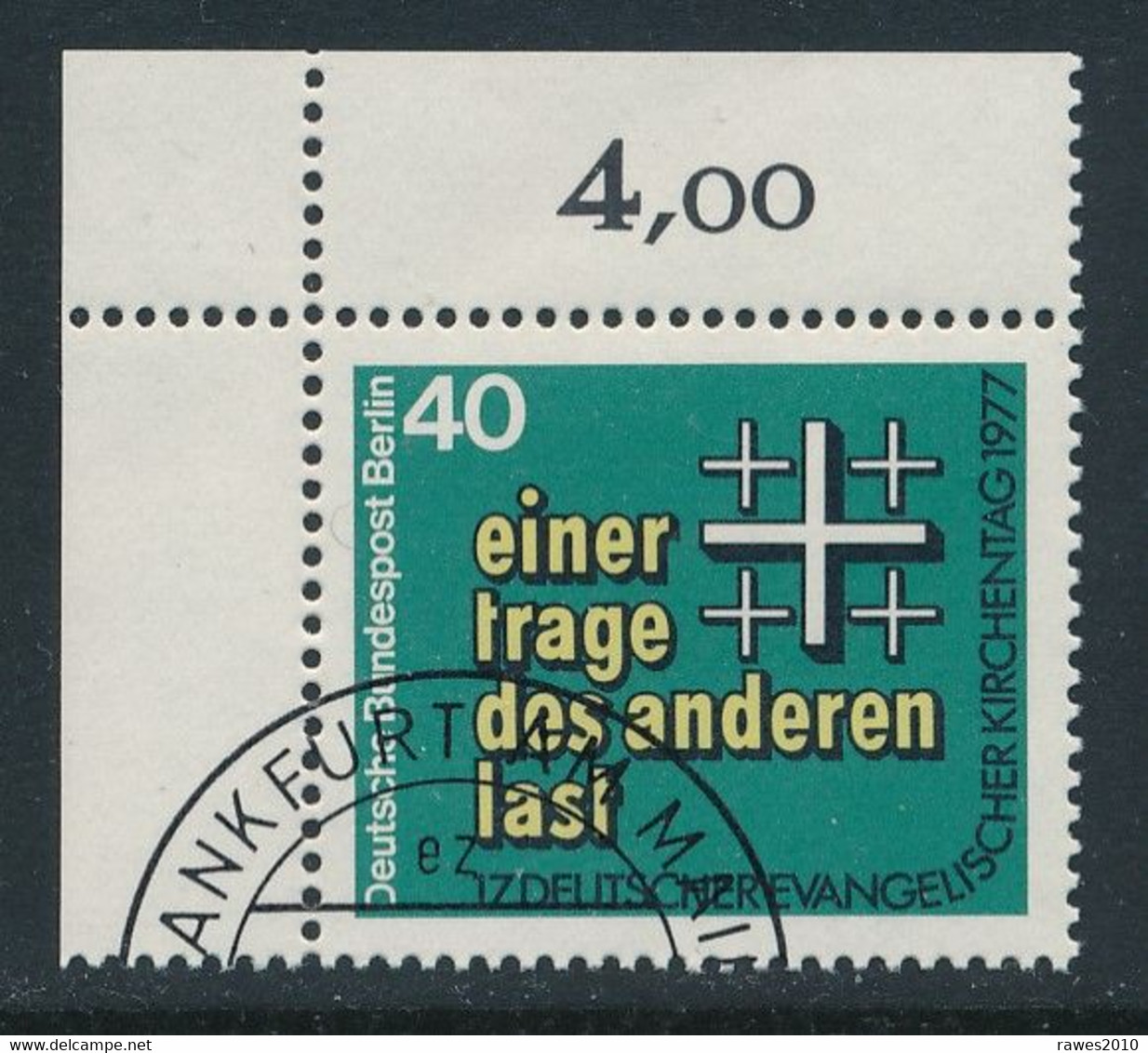 Berlin West Mi. 548 Eckrand RWZ Gest. Evangelische Kirchentag Berlin - Gebraucht