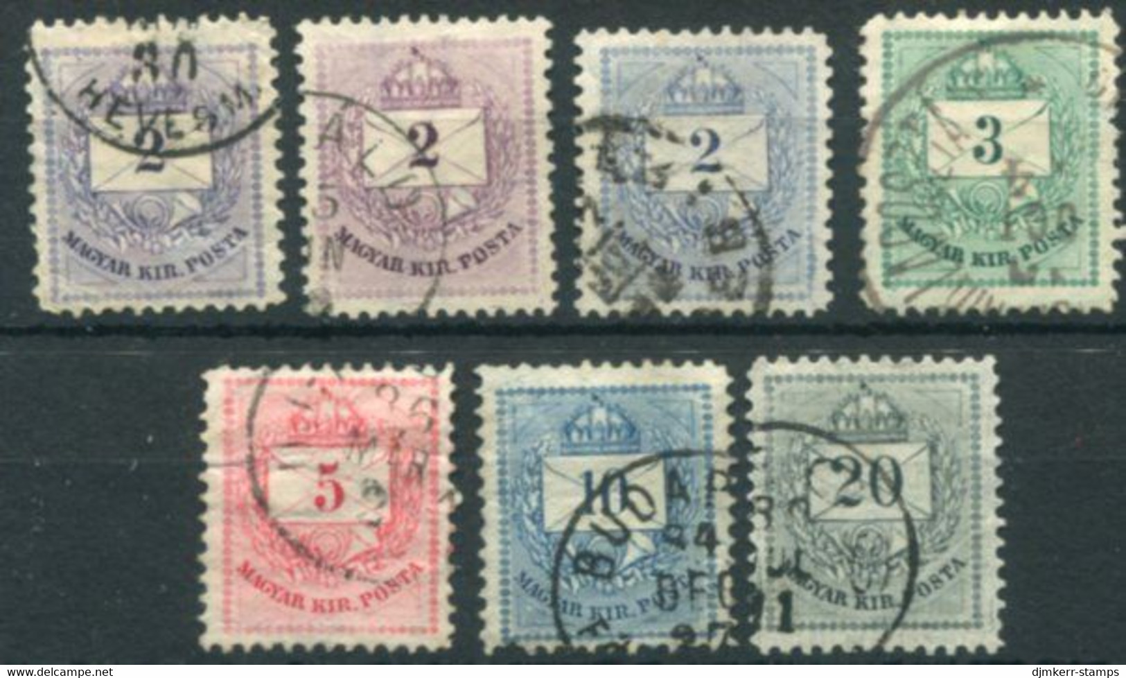 HUNGARY  1881 Numeral And Envelope Watermarked,(7) , Used.  Michel 21-25 - Used Stamps