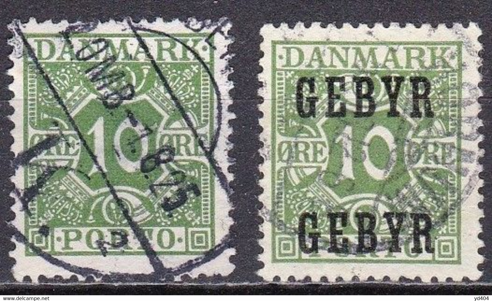 DK322 – DENMARK – 1921-23 – NUMBERS IN FRAME – Y&T # 12-19 USED 9 € - Postage Due