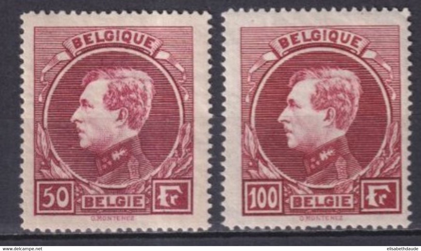 BELGIQUE - 1929 - YVERT N°291A CARMIN ! /292A ** MNH PAPIER TEINTE - - 1929-1941 Grande Montenez