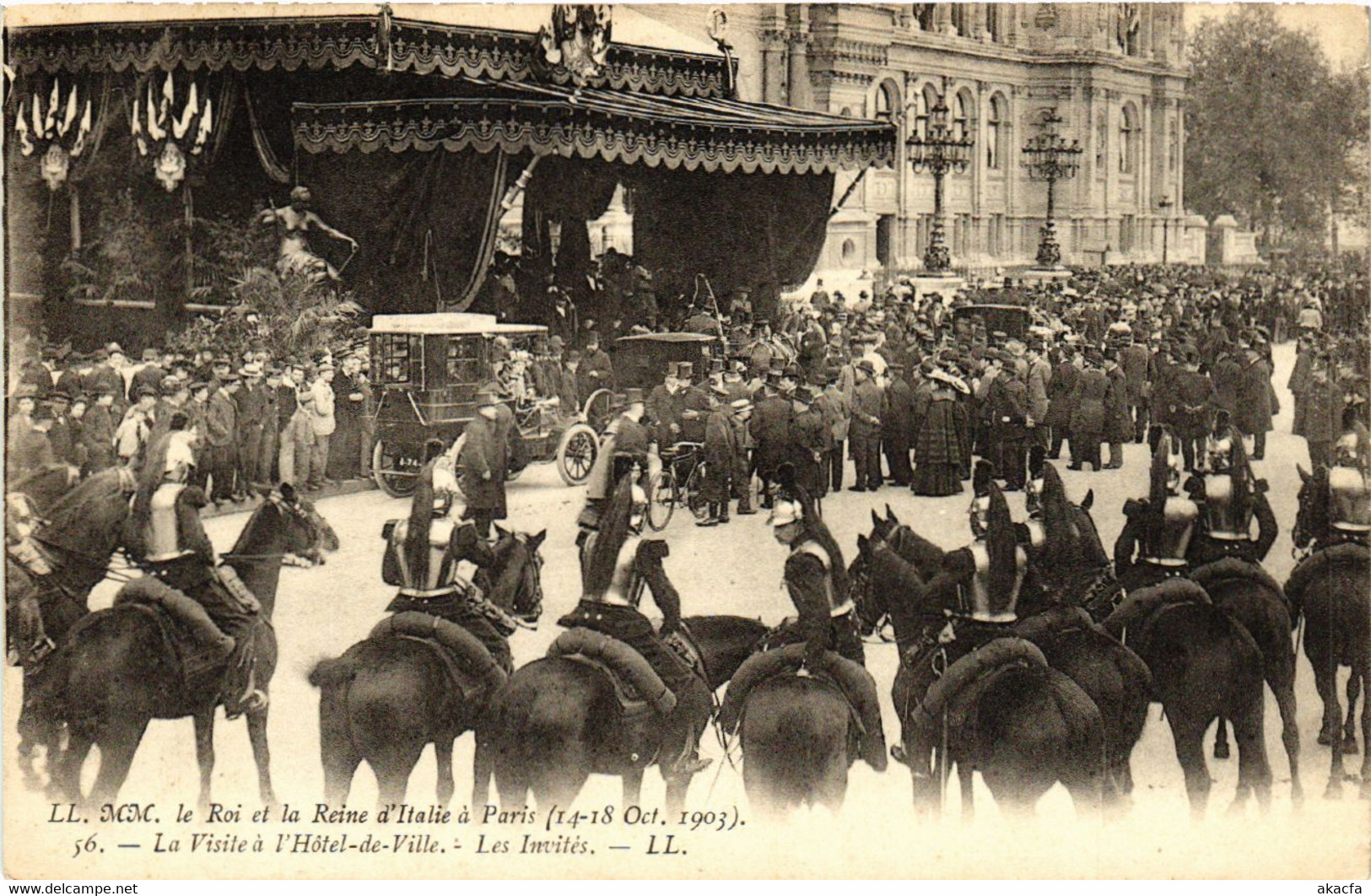 CPA PARIS 4e Roi Et Reine D'Italie. Visite A L'Hotel De Ville, Invites (464252) - Recepciones