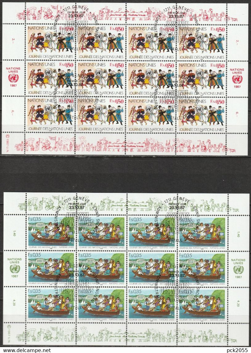 UNO Genf 1987 MiNr.158 - 159  2 Kleinbogen O Gestempelt Tag Der Vereinten Nationen ( E 285 ) - Oblitérés