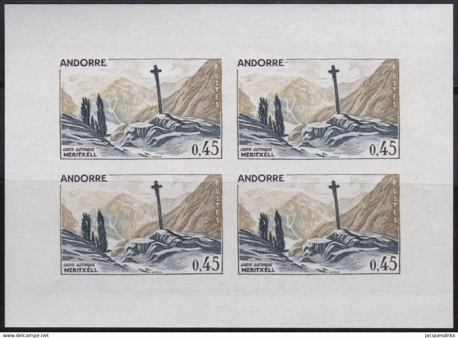 Andorre   .   Y&T   .   160  .  Non-dentelé   .   Bloc De 4    .    **   .    Neuf SANS Charniere    .     MNH - Ungebraucht