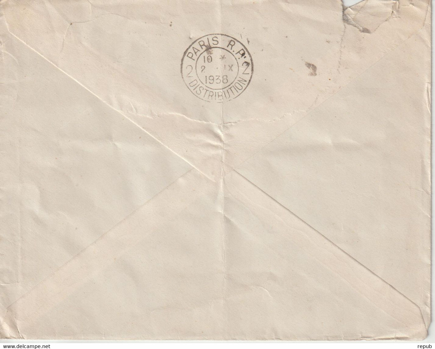 Lettre 1938 De Paris Pour Paris Oblit. Frankers Paris Aviation Sce Int - 1921-1960: Periodo Moderno