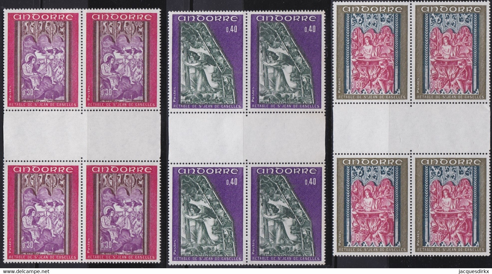 Andorre   .   Y&T   .  206/208  .    Blocs De 4     .    **   .    Neuf SANS Charniere    .     MNH - Unused Stamps