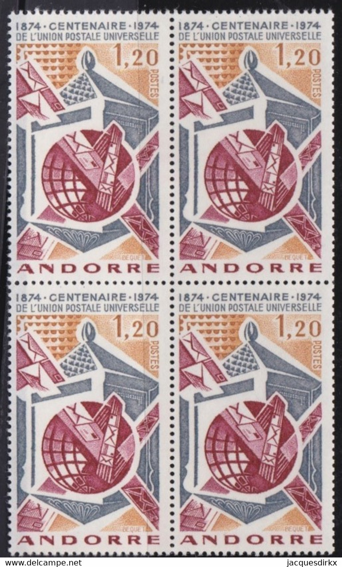 Andorre   .   Y&T   .   242    .  Bloc De 4    .    **   .    Neuf SANS Charniere    .     MNH - Neufs