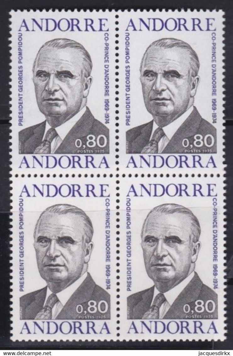 Andorre   .   Y&T   .   249    .  Bloc De 4    .    **   .    Neuf SANS Charniere    .     MNH - Unused Stamps