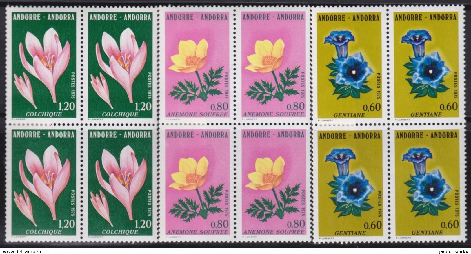 Andorre   .   Y&T   .   245/247    .  Blocs De 4    .    **   .    Neuf SANS Charniere    .     MNH - Unused Stamps