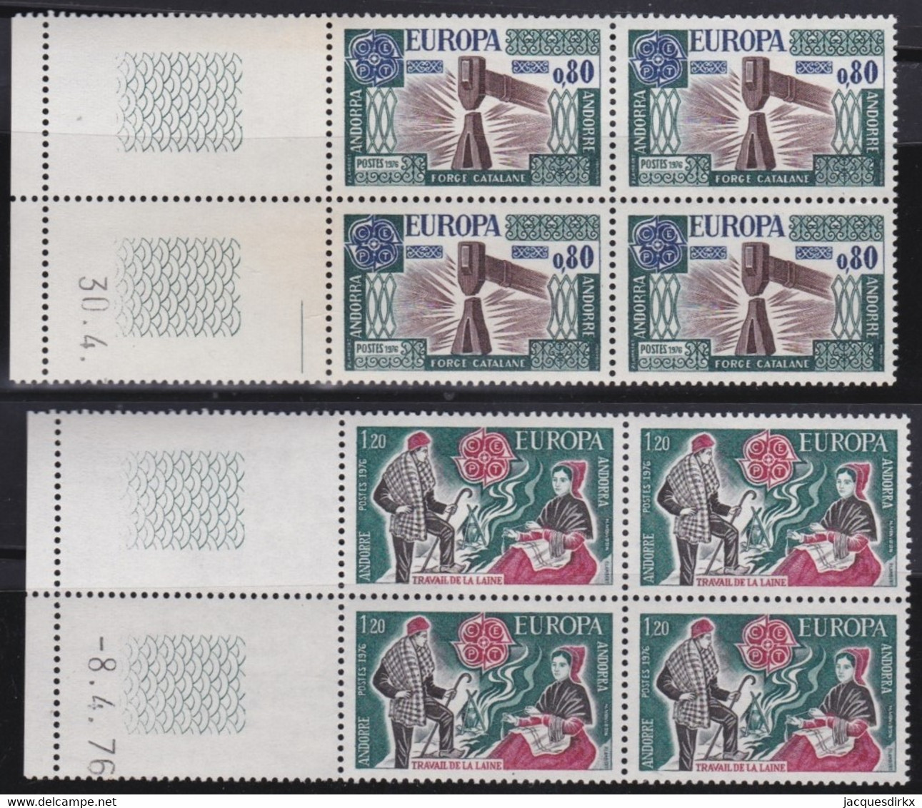 Andorre   .   Y&T   .   253/254    .  Blocs De 4    .    **   .    Neuf SANS Charniere    .     MNH - Unused Stamps