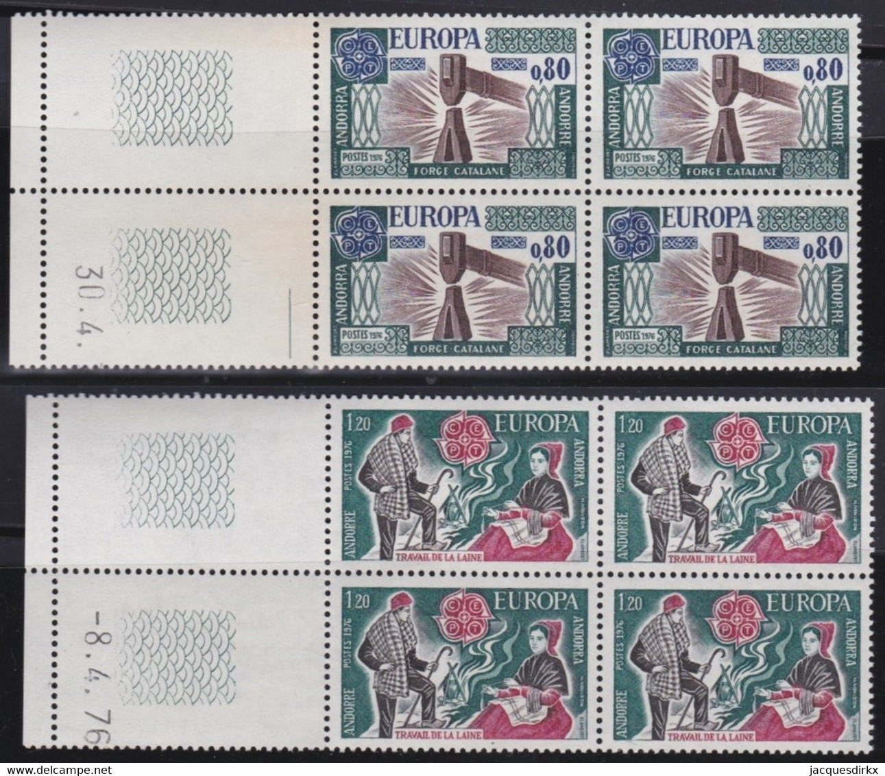 Andorre   .   Y&T   .   253/254    .  Blocs De 4    .    **   .    Neuf SANS Charniere    .     MNH - Nuevos