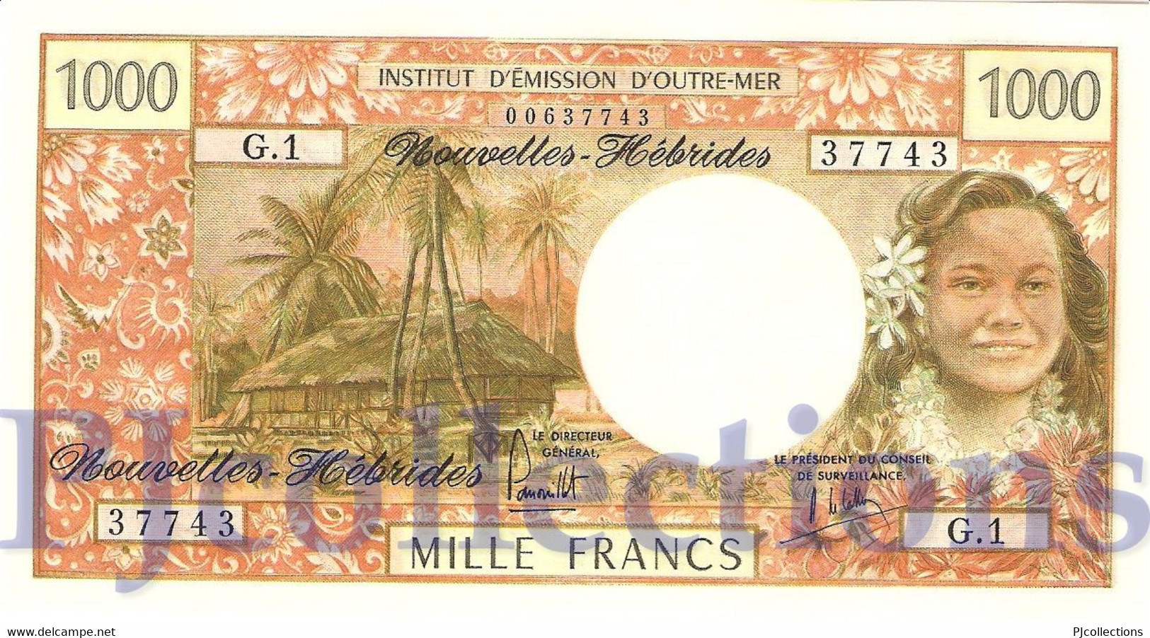 NEW HEBRIDES 1000 FRANCS 1975 PICK 20b UNC - Nouvelles-Hébrides