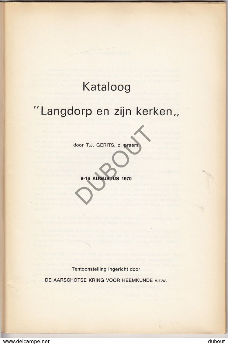 Langdorp/Aarschot - Langdorp En Zijn Kerken - J. Gerits - 1970 - Tentoonstelling Kataloog Met Illustraties (V1906) - Antique