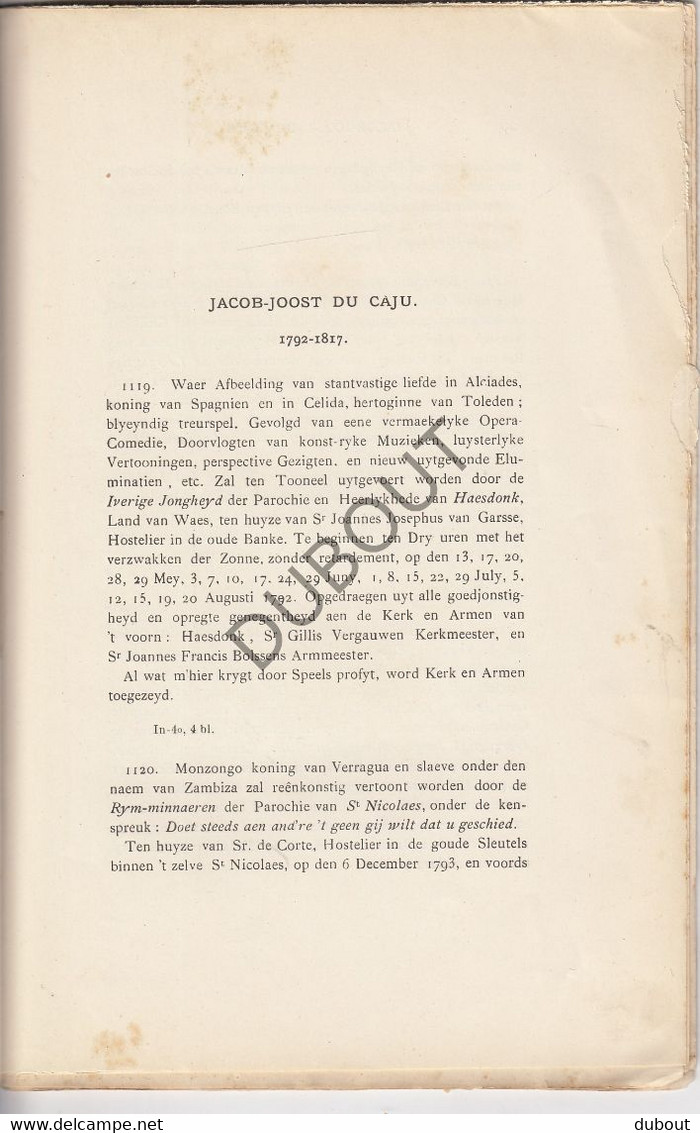 Dendermonde - Drukpers - J. Broeckaert - 1898 - 2 De Bijvoegsel - Du Caju  (V1904) - Anciens