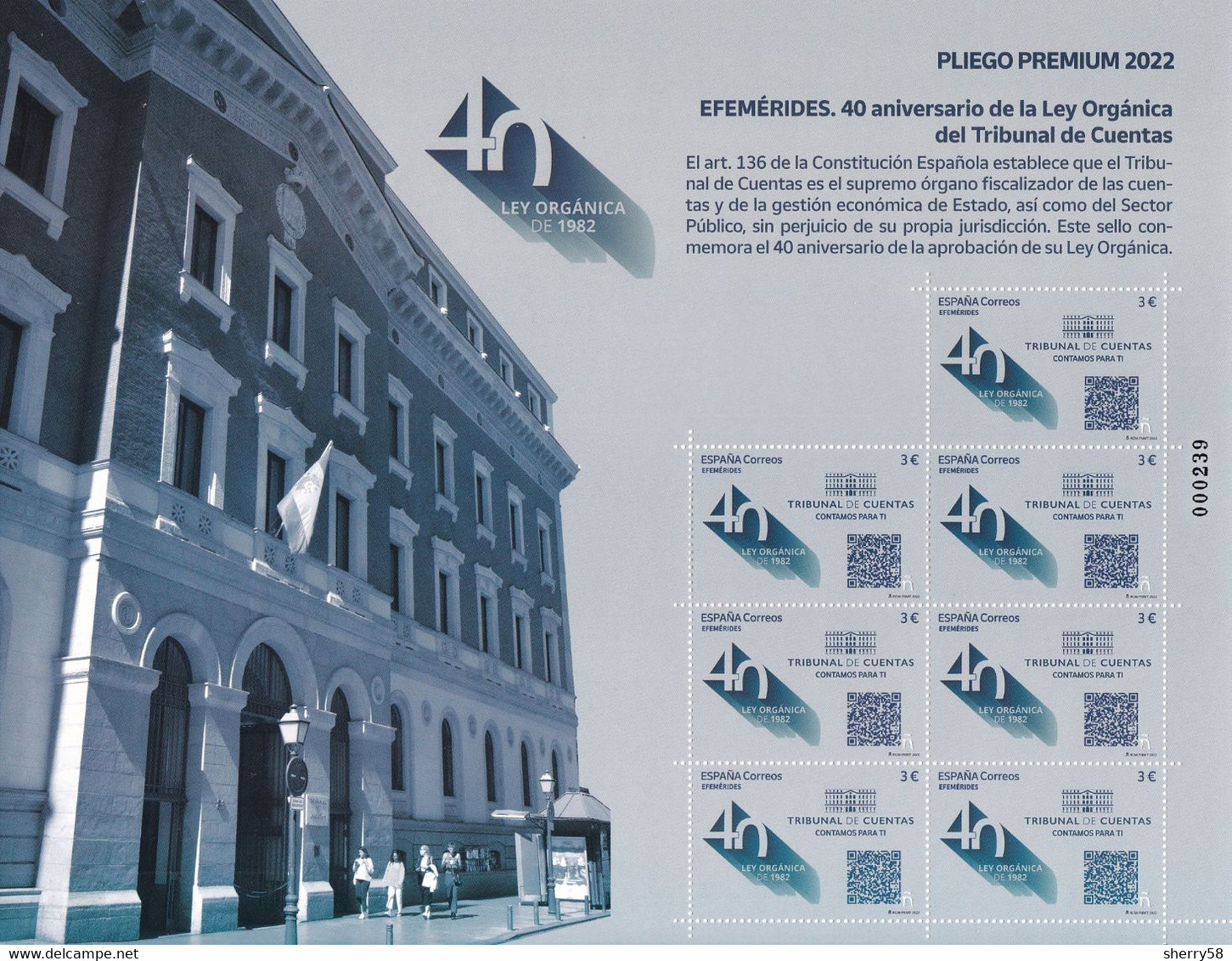 2022-ED. 5620 En PLIEGO PREMIUM- Efemérides 40 Aniversario De La Ley Orgánica Del Tribunal De Cuentas- NUEVO - Fogli Completi