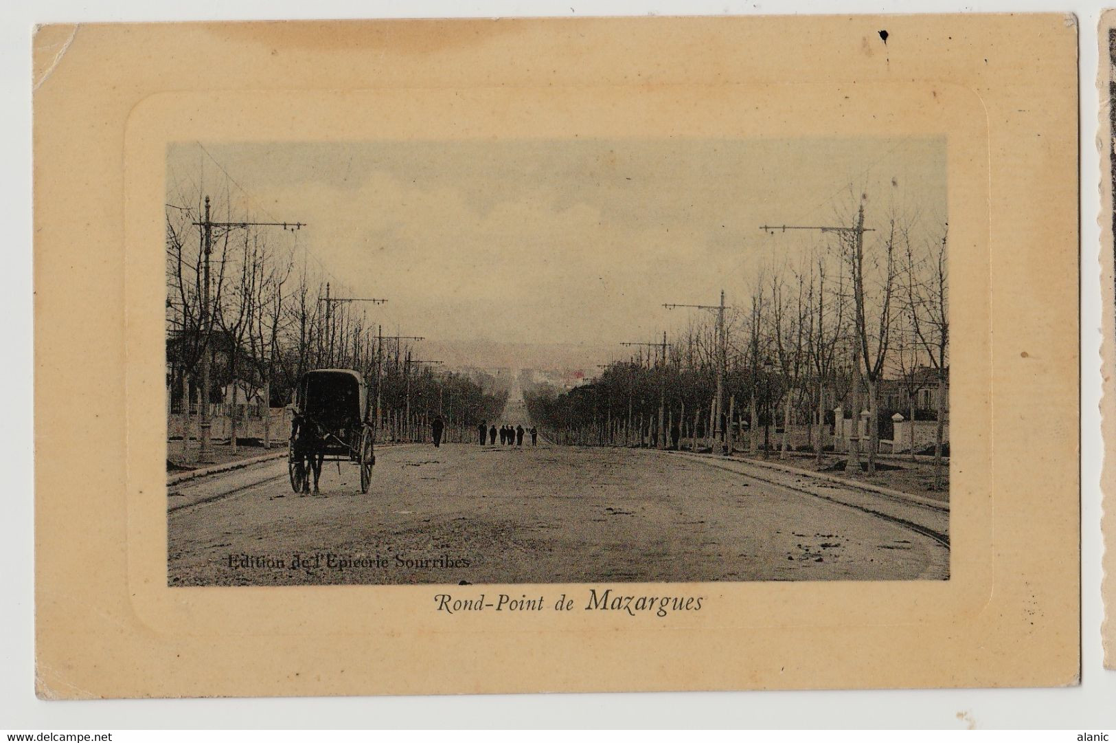 CPA PHOTO - ROND POINT DE MAZARGUES  EDITON EPICERIE SOURRIBES   RARE Circulée1915 - Quartiers Sud, Mazargues, Bonneveine, Pointe Rouge, Calanques,