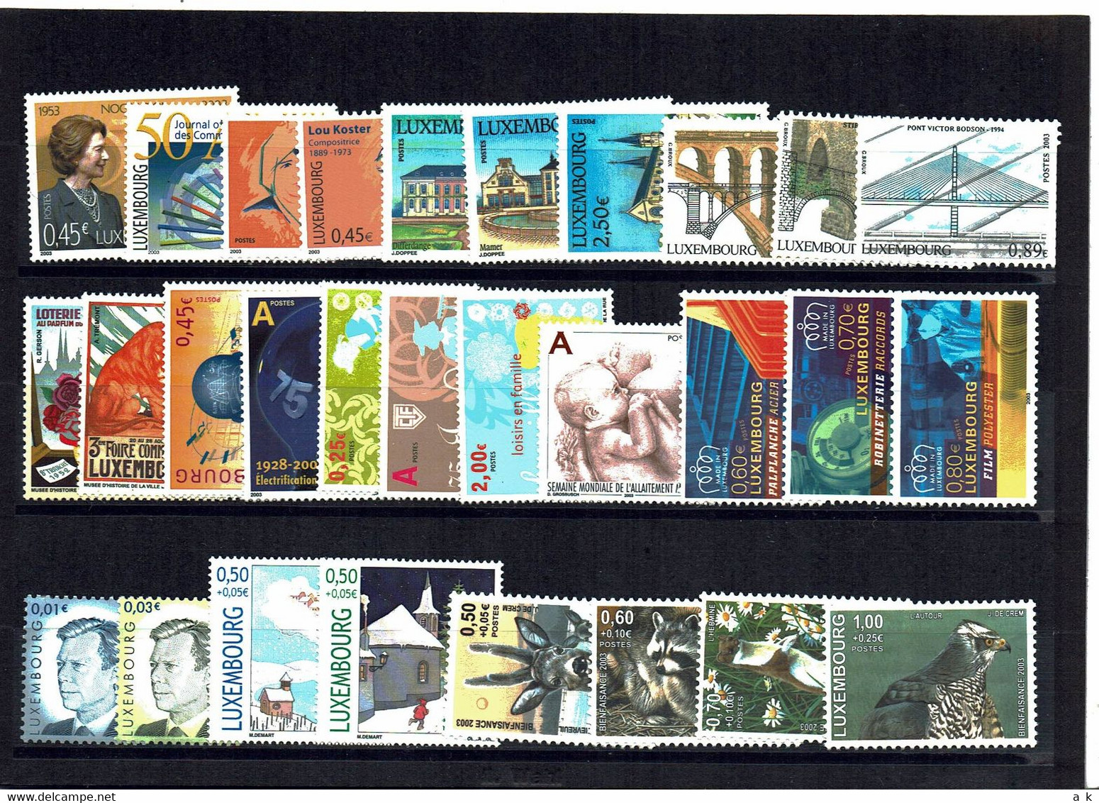 Luxemburg 2003 Kompletter Jahrgang Postfrisch - Années Complètes