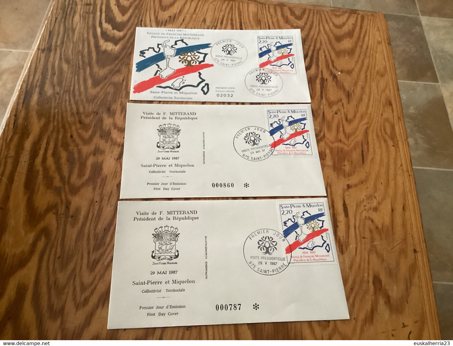 3 Enveloppes 1er Jour Saint-pierre Et Miquelon Visite F.Mitterrand 1987 - Usados