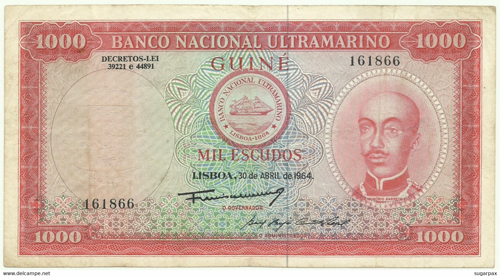 Guiné-Bissau - 1000 Escudos - 30.4.1964 - Pick 43 - ( 175 X 95 ) Mm - Honório Barreto - Portuguese Guinea - 1.000 - Guinea-Bissau