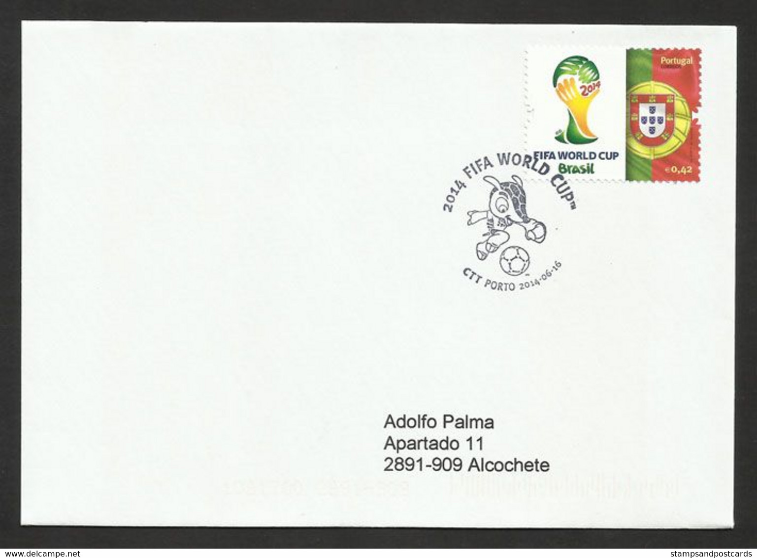 Portugal Mondial Football Brèsil Brasil Drapeau 2014 FDC Porto Voyagé Soccer FIFA World Cup Brazil Flag FDC Oporto - 2014 – Brasile