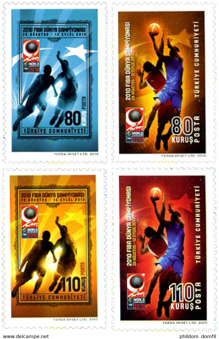 258462 MNH TURQUIA 2010 CAMPEONATO DEL MUNDO DE BALONCESTO MASCULINO - Lots & Serien