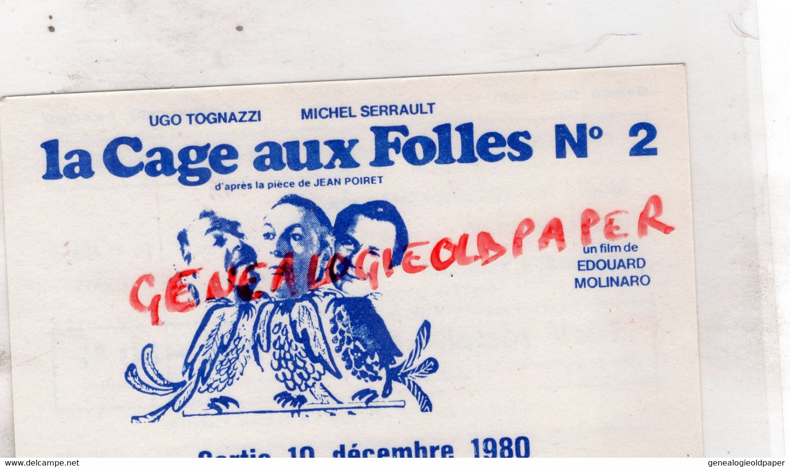 87-LIMOGES- CARTE PUB LA CAGE AUX FOLLES N° 2-MOLINARO-SERRAULT-TOGNAZZI-1980-COMPLEXES CINEMA LES ECRAN-STAR -LIDO-VOX- - Werbung