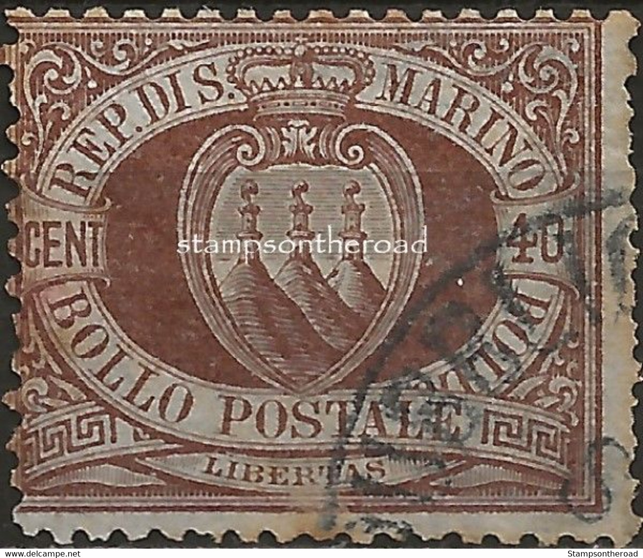 SM17U - San Marino 1892/94, Sassone Nr. 17, 40 Cent. Bruno - Gebraucht