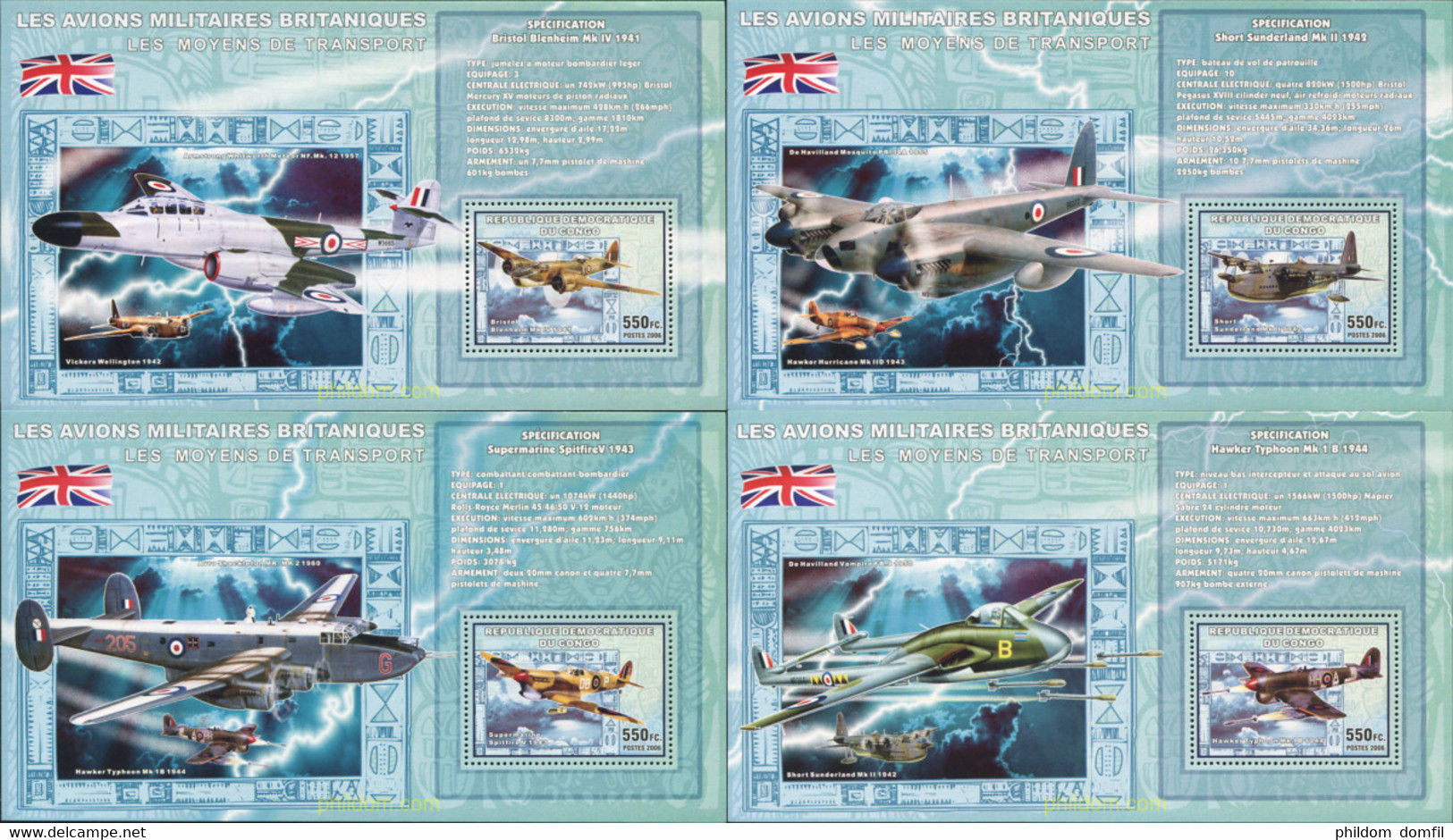 628777 MNH CONGO. República Democrática 2006 AVIONES MILITARES BRITANICOS - Oblitérés