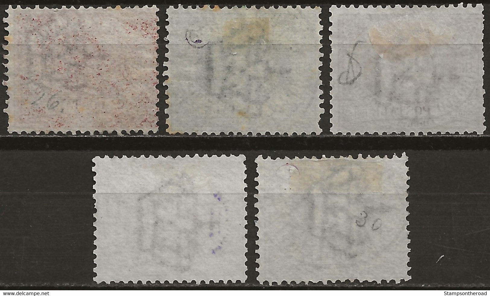 SM26-30U - San Marino 1894/99, Sassone Nr. 26-30, Serie Completa Di 5 Francobolli Usati - Used Stamps