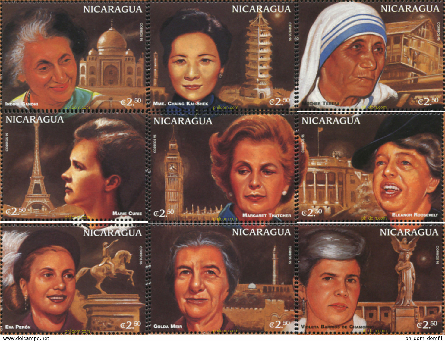 368100 MNH NICARAGUA 1995 CUARTA CONFERENCIA DE LAS MUJERES DE LAS NACIONES UNIDAS - Mother Teresa