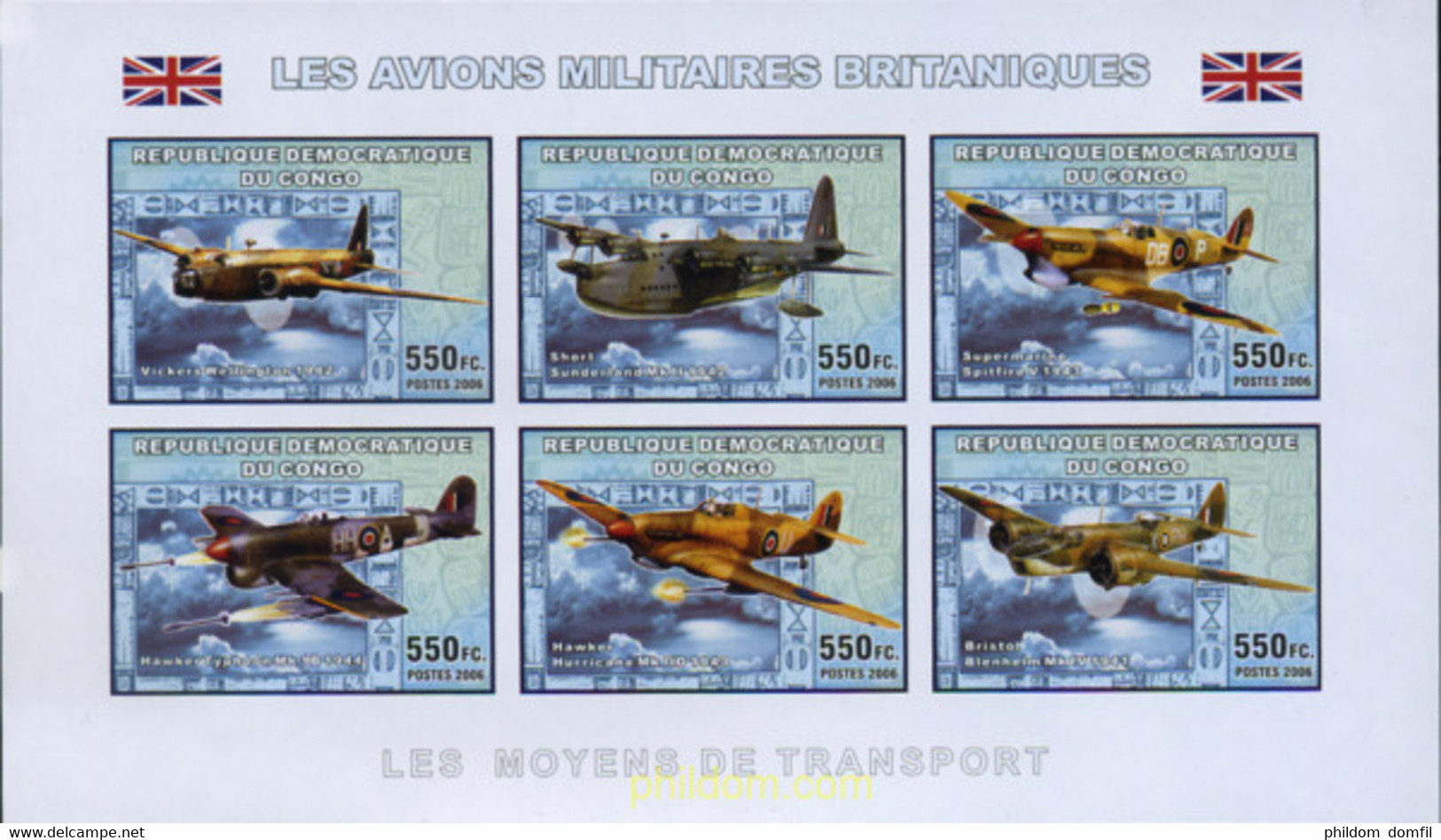 368439 MNH CONGO. República Democrática 2006 AVIONES MILITARES BRITANICOS - Usados