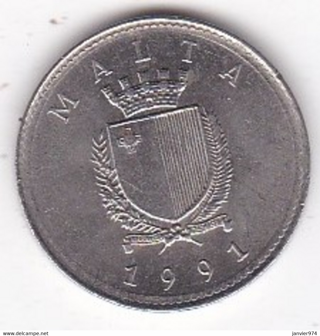 Malte 2 Cents 1991 , Cupronickel, KM# 93 - Malta