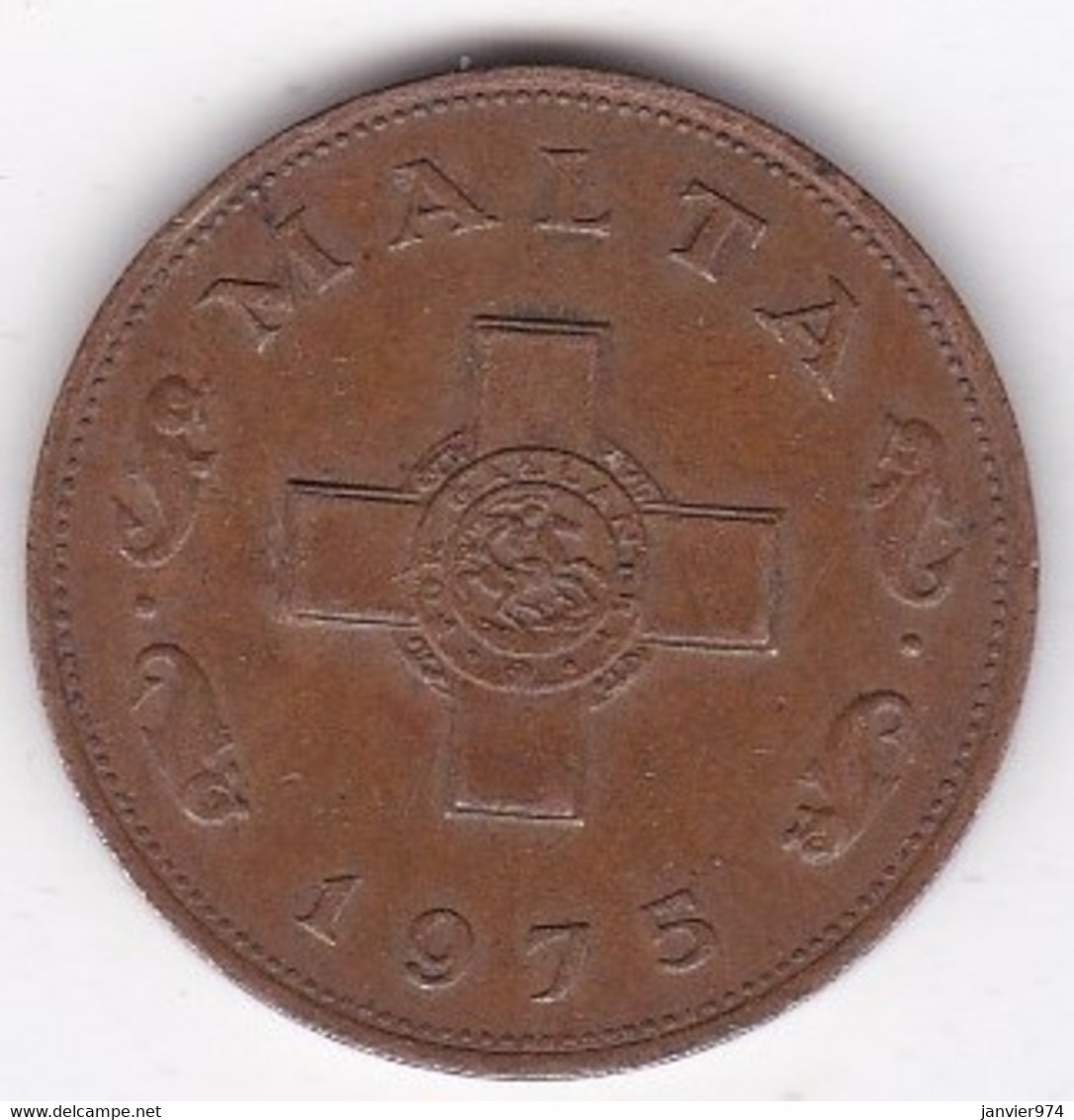 Malte 1 Cent 1975 , En Bronze , KM# 8 - Malte