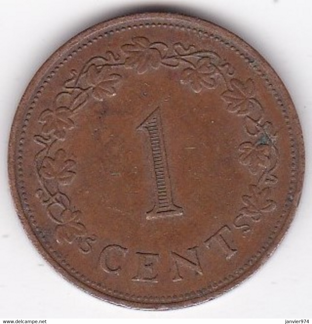Malte 1 Cent 1975 , En Bronze , KM# 8 - Malte